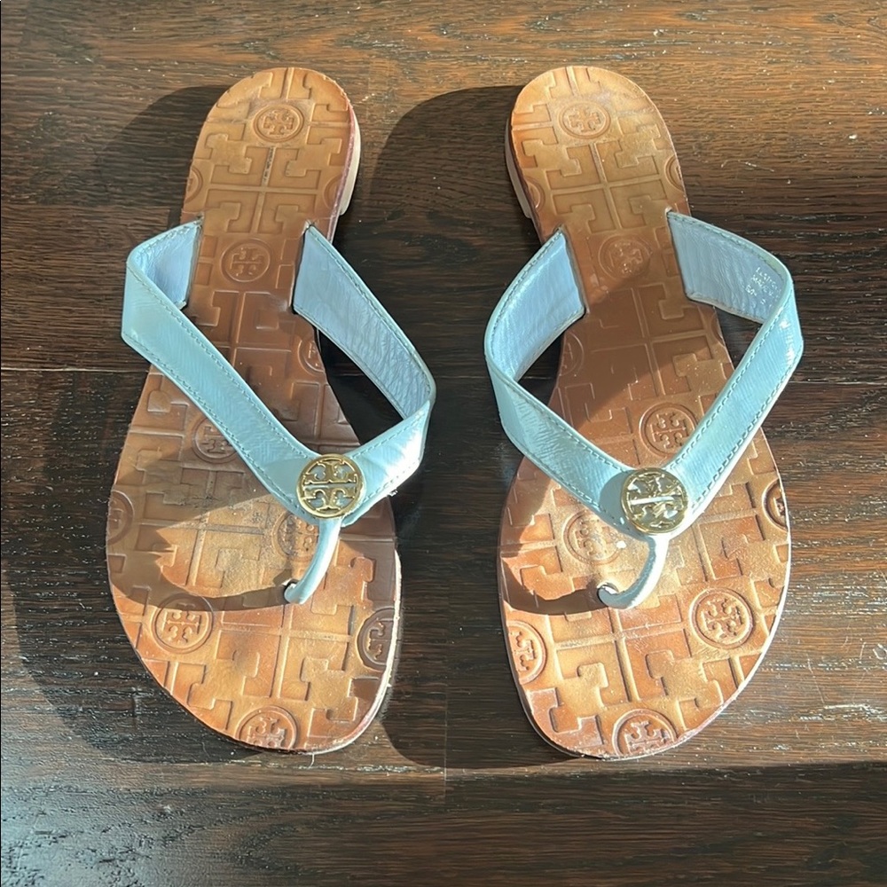 Tory Burch Light Blue Flip Flops Size 7.